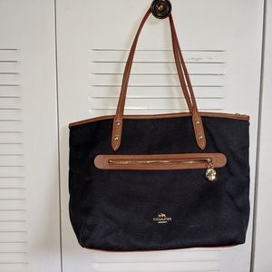 Coach Handbag, Navy Blue with maroon lining, Nylon bag